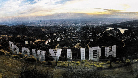 Hollywood View White Modern Wood Framed Art Print with Double Matting by Villa, Mlli