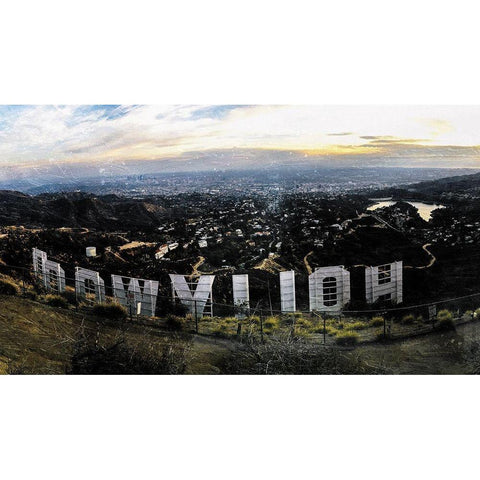 Hollywood View Black Modern Wood Framed Art Print by Villa, Mlli