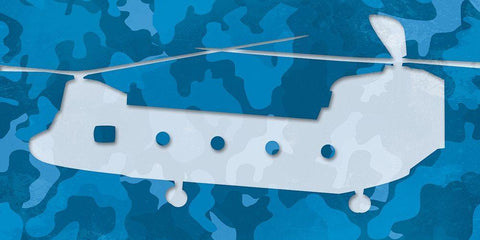 Blue Long Chopper White Modern Wood Framed Art Print with Double Matting by Villa, Mlli