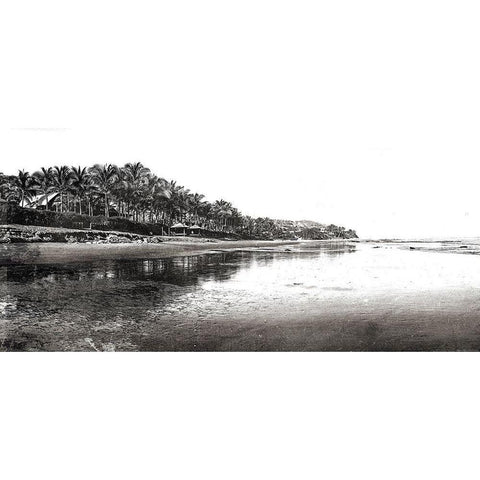 Black And White Beach Gold Ornate Wood Framed Art Print with Double Matting by Villa, Mlli