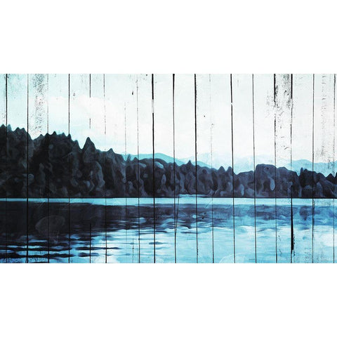 Abstract On The Lake Black Modern Wood Framed Art Print with Double Matting by Villa, Mlli