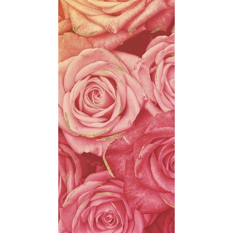 Pink Gold Roses Gold Ornate Wood Framed Art Print with Double Matting by Villa, Mlli