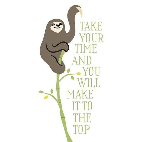The Top Sloth White Modern Wood Framed Art Print by Villa, Mlli