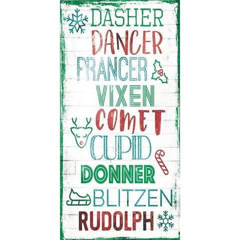 Reindeer Names Black Modern Wood Framed Art Print by Villa, Mlli