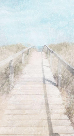 Lets Walk To The Beach White Modern Wood Framed Art Print with Double Matting by Villa, Mlli