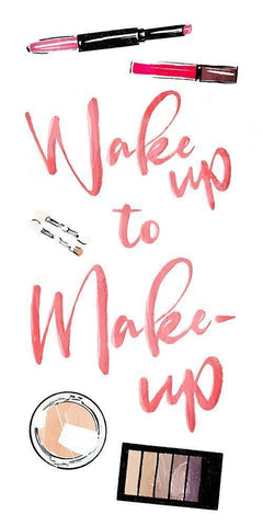 Wake Up To Make Up White Modern Wood Framed Art Print with Double Matting by Villa, Mlli