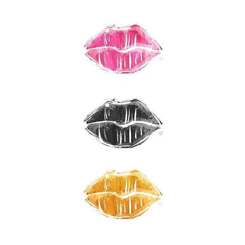 Her Lips Black Modern Wood Framed Art Print with Double Matting by Villa, Mlli