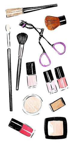 Makeup Tools White Modern Wood Framed Art Print with Double Matting by Villa, Mlli