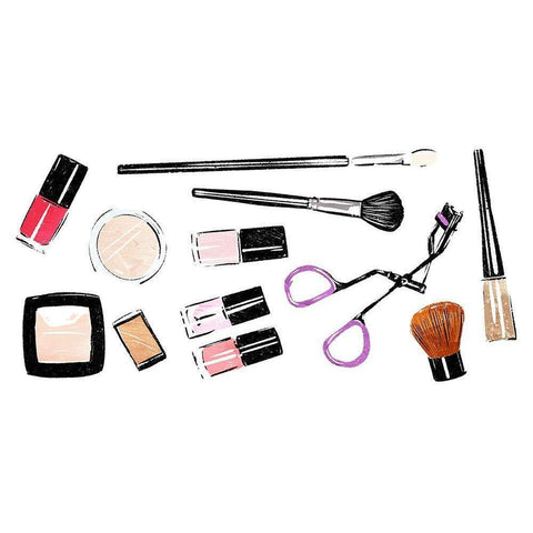 Makeup Tools Horizontal Black Modern Wood Framed Art Print by Villa, Mlli