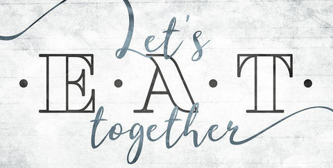 Lets Eat Together Black Ornate Wood Framed Art Print with Double Matting by Villa, Mlli