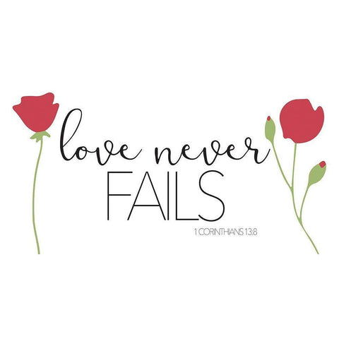 Love Never Fails Black Modern Wood Framed Art Print by Villa, Mlli
