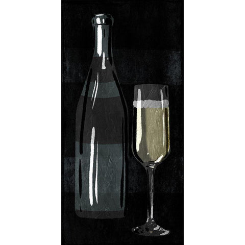 ReChampagne With Bottle Black Modern Wood Framed Art Print with Double Matting by Villa, Milli