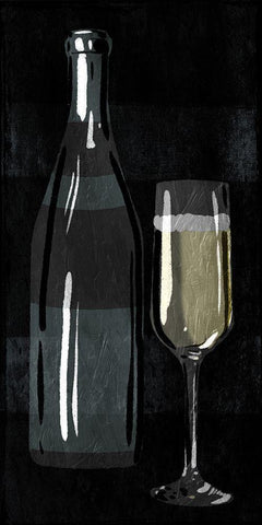 ReChampagne With Bottle White Modern Wood Framed Art Print with Double Matting by Villa, Milli