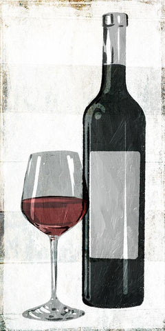 Wine With Bottle White Modern Wood Framed Art Print with Double Matting by Villa, Milli