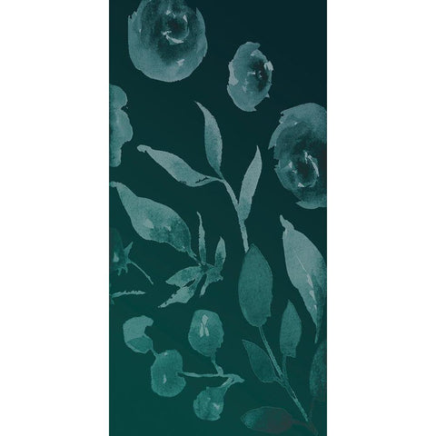 Teal Florals In The Wind White Modern Wood Framed Art Print by Villa, Milli