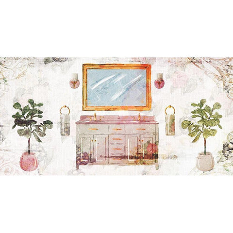 Floral Bathroom 1 White Modern Wood Framed Art Print by Villa, Milli