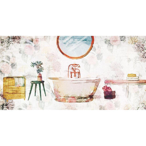 Floral Bathroom 2 Gold Ornate Wood Framed Art Print with Double Matting by Villa, Milli