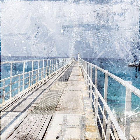 Postcard From The Pier Black Modern Wood Framed Art Print by Villa, Mlli