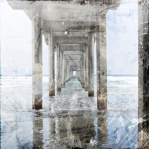 Postcard From The Pier 2 Black Modern Wood Framed Art Print by Villa, Mlli