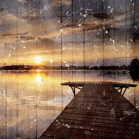 Out On The Dock White Modern Wood Framed Art Print with Double Matting by Villa, Mlli