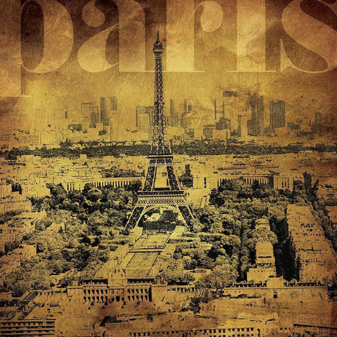 Golden Paris Black Ornate Wood Framed Art Print with Double Matting by Villa, Mlli