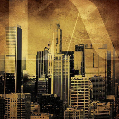 Golden LA White Modern Wood Framed Art Print with Double Matting by Villa, Mlli