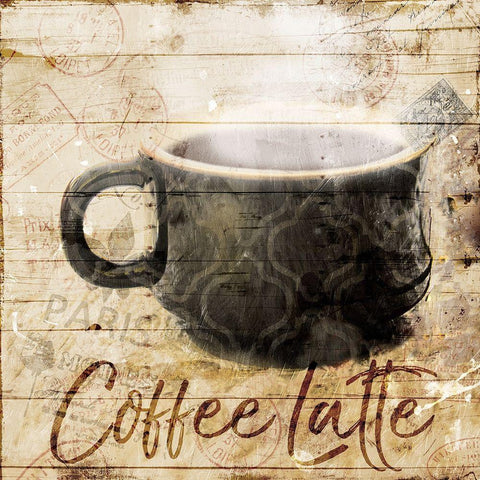 Postcard From Coffee Black Modern Wood Framed Art Print by Villa, Mlli