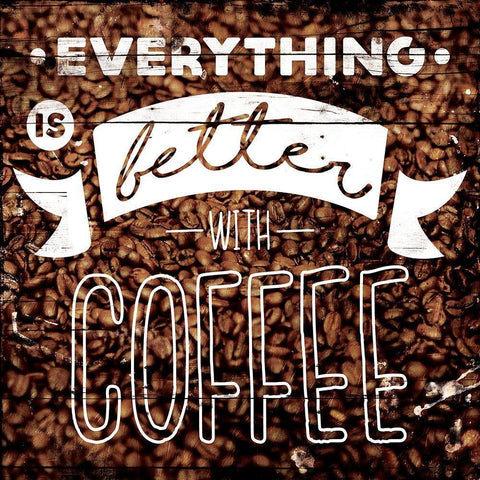 Better With Coffee Black Modern Wood Framed Art Print with Double Matting by Villa, Mlli