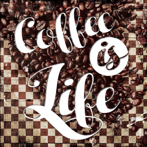 Coffee Is Life White Modern Wood Framed Art Print by Villa, Mlli