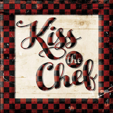 Kiss The Chef Black Ornate Wood Framed Art Print with Double Matting by Villa, Mlli