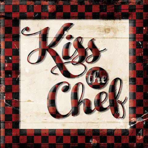 Kiss The Chef White Modern Wood Framed Art Print by Villa, Mlli