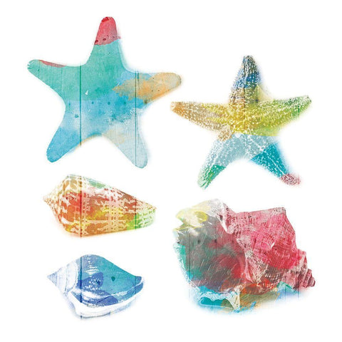 Shells and Stars Black Modern Wood Framed Art Print by Villa, Mlli