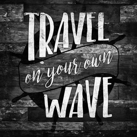 Travel Waves Black Modern Wood Framed Art Print with Double Matting by Villa, Mlli