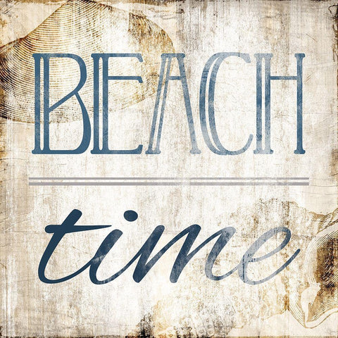 Beach Time Black Ornate Wood Framed Art Print with Double Matting by Villa, Mlli