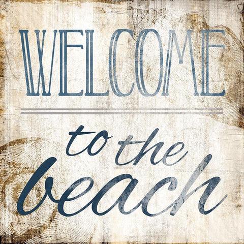 Welcome To The Beach Black Ornate Wood Framed Art Print with Double Matting by Villa, Mlli