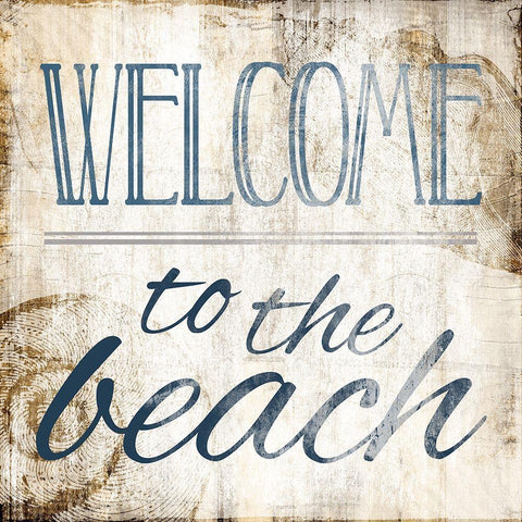 Welcome To The Beach Black Modern Wood Framed Art Print with Double Matting by Villa, Mlli