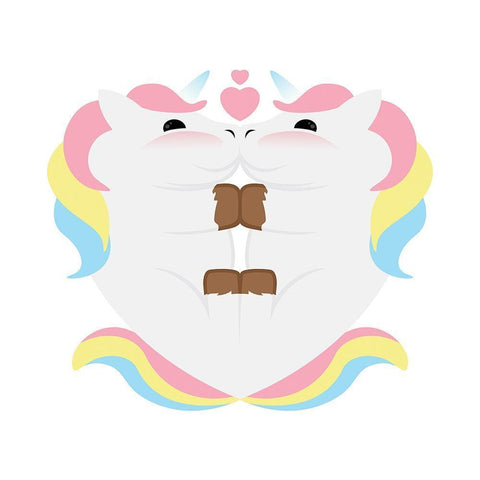Unicorn Hug White Modern Wood Framed Art Print by Villa, Mlli