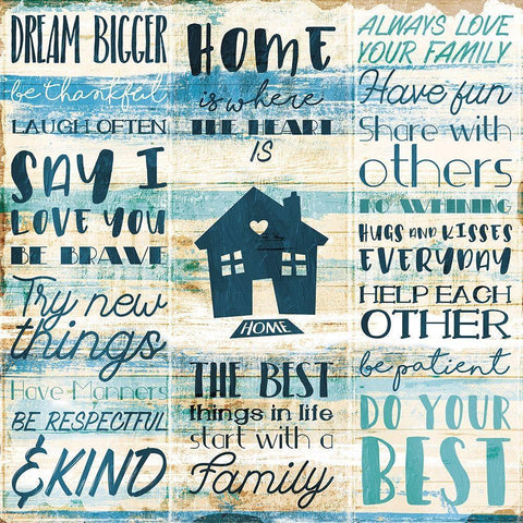 Home Family White Modern Wood Framed Art Print with Double Matting by Villa, Mlli