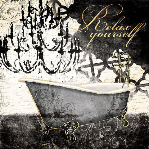 Relax Yourself Black Ornate Wood Framed Art Print with Double Matting by Villa, Mlli