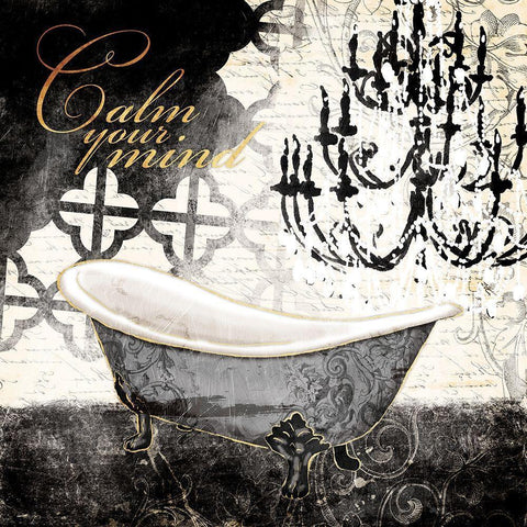 Calm Your Mind Black Modern Wood Framed Art Print by Villa, Mlli