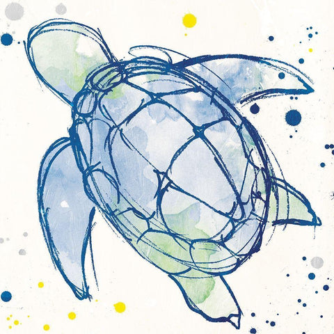 Minimal Sketch Turtle Gold Ornate Wood Framed Art Print with Double Matting by Villa, Milli