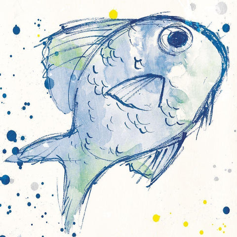 Minimal Sketch Fish White Modern Wood Framed Art Print with Double Matting by Villa, Milli