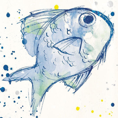 Minimal Sketch Fish Black Modern Wood Framed Art Print by Villa, Milli