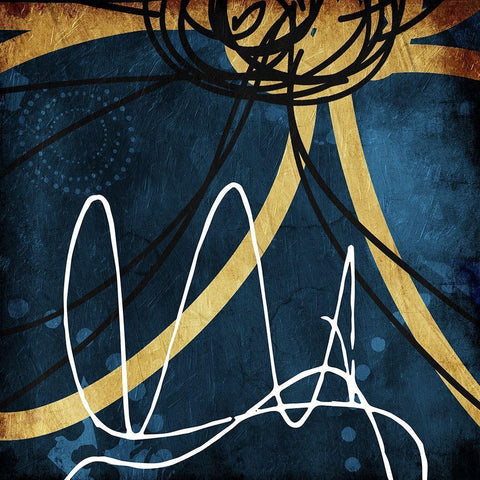 Gold Lines Gold Ornate Wood Framed Art Print with Double Matting by Villa, Mlli