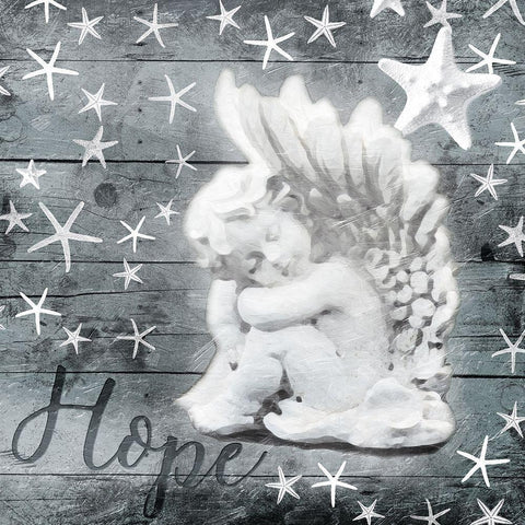 Angel Of Hope Black Modern Wood Framed Art Print by Villa, Mlli