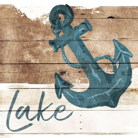 Lake Anchor White Modern Wood Framed Art Print with Double Matting by Villa, Mlli