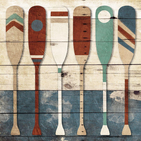 Multi Oars White Modern Wood Framed Art Print by Villa, Mlli