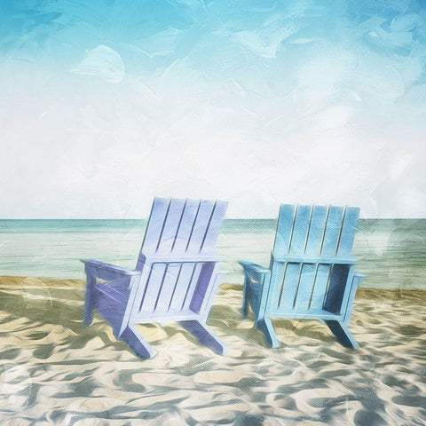 Lets Sit On The Beach White Modern Wood Framed Art Print with Double Matting by Villa, Mlli