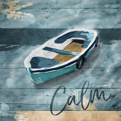Calm Boat Gold Ornate Wood Framed Art Print with Double Matting by Villa, Mlli