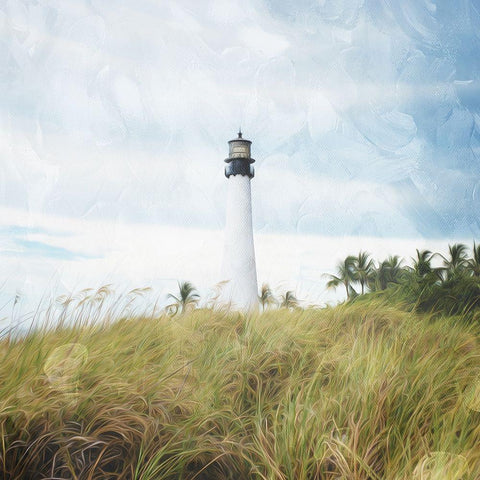 Light House Alone White Modern Wood Framed Art Print with Double Matting by Villa, Mlli